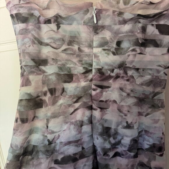 BCBG Ruffled Print Silk Gown - strapless formal gown - Picture 8 of 13